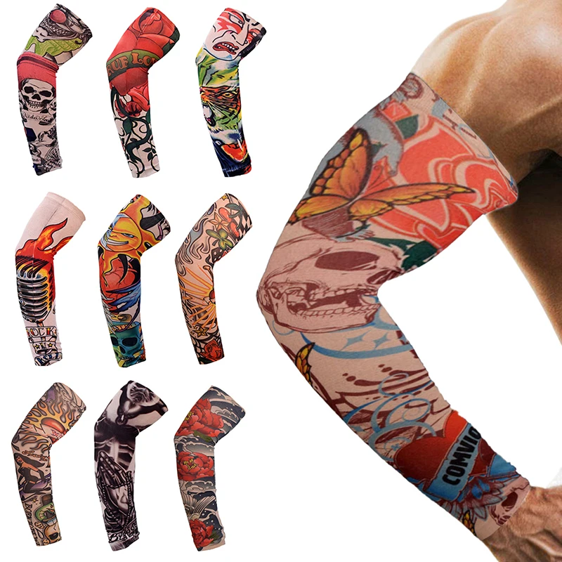 Summer Outdoor Riding Flower Arm Tattoo Sleeve Sports Travel Fishing Sunscreen Tattoo Sleeve Arm Guard For Men Women