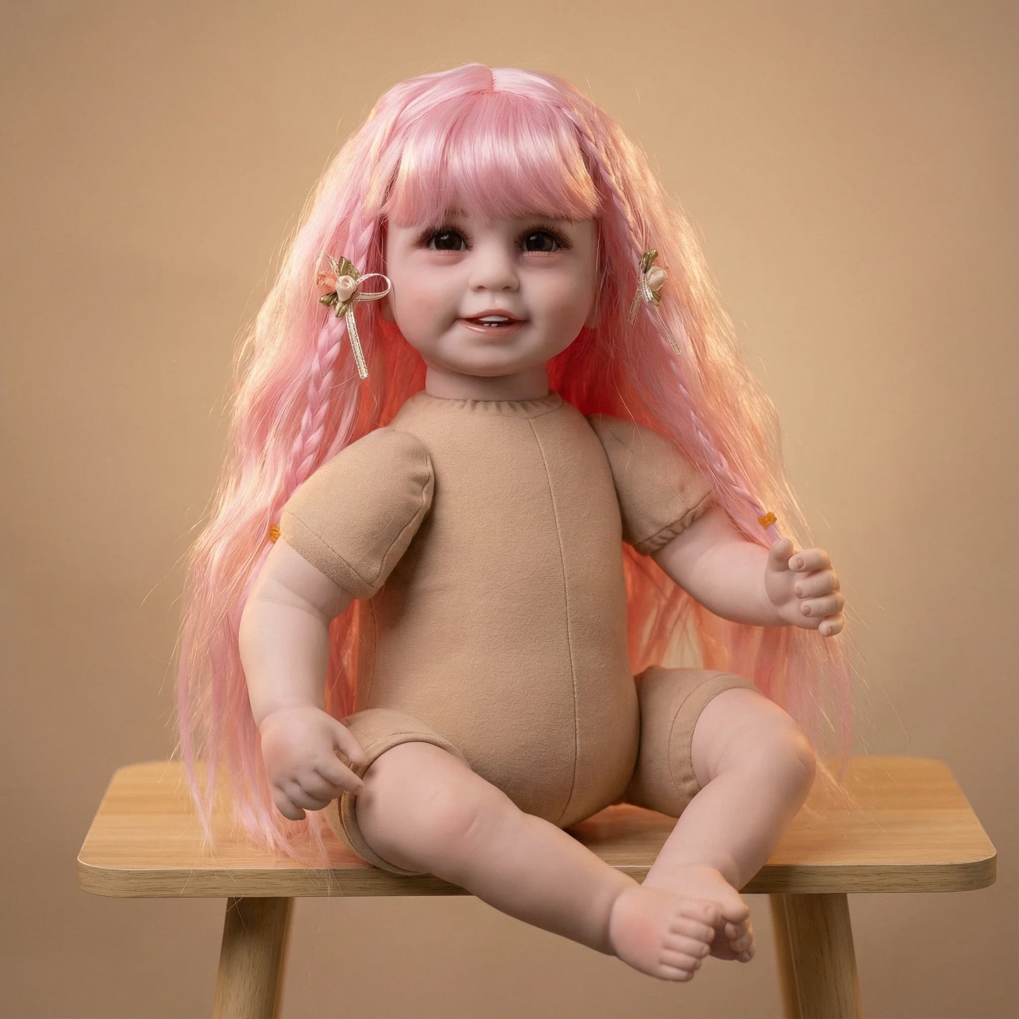 Smile Nude Doll 22 Zoll NPK Reborn Baby-Puppe mit weichem Körper, Modepuppe, Spielkamerad, Kinderspielzeug für Rollenspiele, Weihnachtsgeschenk