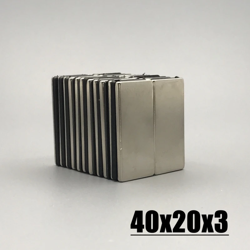 20pcs 40x20x3mm Magnet N35 NdfeB Neodymium Magnet Square Shape Permanent Magnetic Imanes Magnets 40*20*3 Magnet Accessory