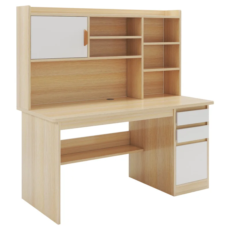 Integrated desk, bookshelf, student bedroom, writing desk, simple and modern