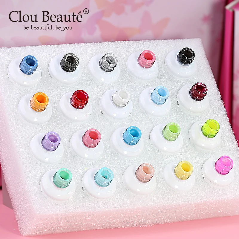 Clou Beaute Farben Gel politur Kit Set 20 Flaschen 8ml Glasflasche UV-Nägel abtropfen lassen Ganzes Set Semi Permanent Nail Art Gel