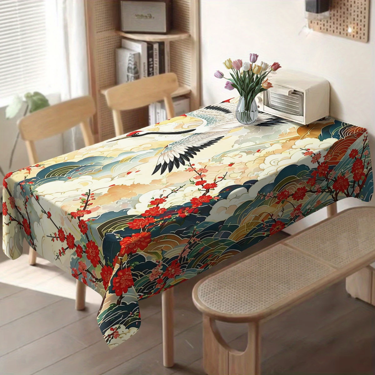 Vibrant Mixed Fruit Pattern Polyester Tablecloth - Eye-catching Dining Table Cover, Stylish Home Kitchen & Party Decoration