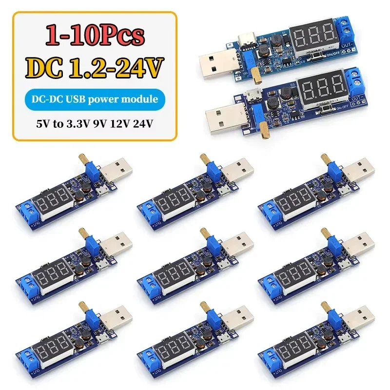 Adjustable Out DC 1.2V-24V Boost Buck Converter micro USB Step UP / Down Power Supply Module DC-DC 5V to 3.3V / 12V