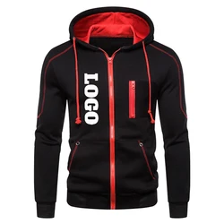 Custom Your Logo Zipper Hoodies Men Jacket New Fashion Long Sleeve Sweatshirt Casual Autumn Winter Outdoor Sportwear Tops Coat