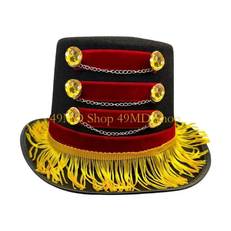 49MD Tasseled Cabaret Hat Lightweight Cotton Blend Suitable For Parties Costume Event