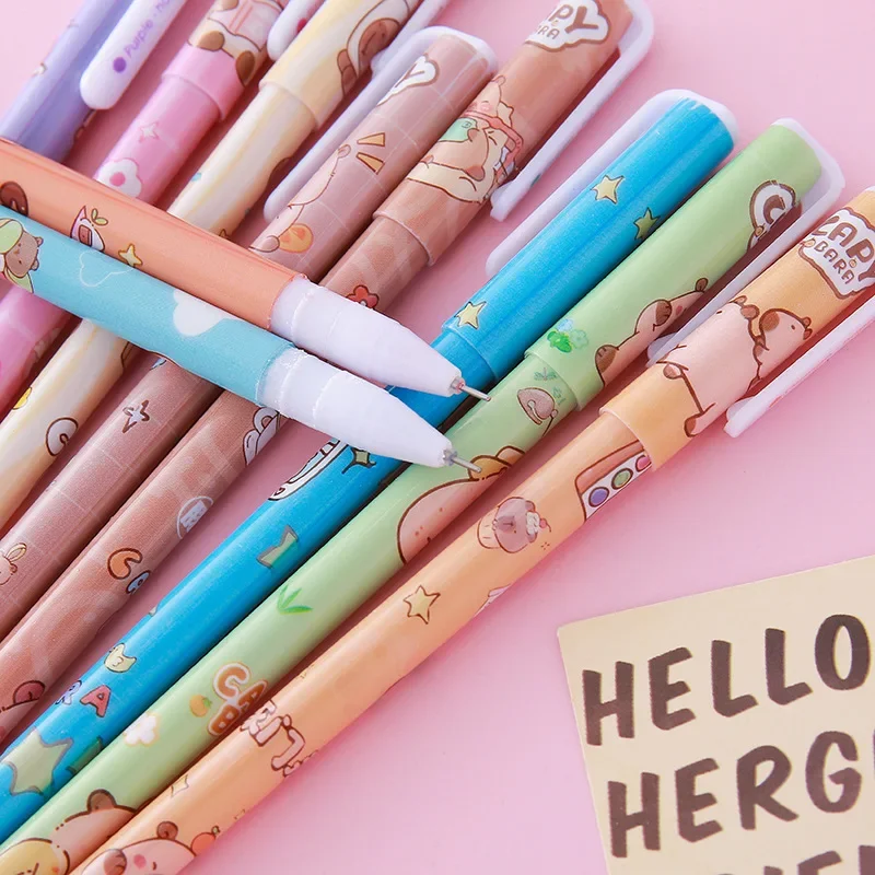 10Pcs/Box Kawaii Cartoon Capybara 10 Color Gel Pens Cute Student Colored Pen Office MultiColor Planner School Writing Stationery