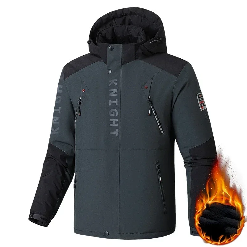 2024 Men\'s Winter Jacket Hooded Fleece Warm Parka Men Black Plush Coat Male Big Large Size Outerwear 9XL Windbreak Autumn