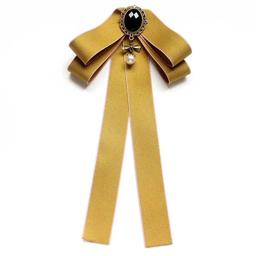 

Chic Vintage Tassel Diamod Jewelry Pearl Bow Tie Cravat Collar Pin Brooch
