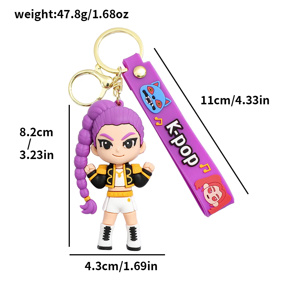 Hot 3D Printed Anime Movie KPOP Demon Hunters Girls Derpy Keychains Doll Cute Tiger Action Model Toy Collection Gifts view 5