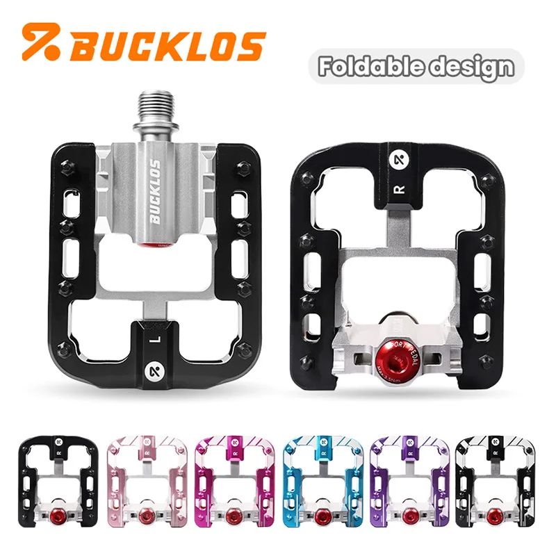 BUCKLOS 4 Bearing Folding Bike Pedals Foldable Flat Pedal Aluminum Alloy Road Folding Bike Pedals BMX Ultralight Flat Pedal