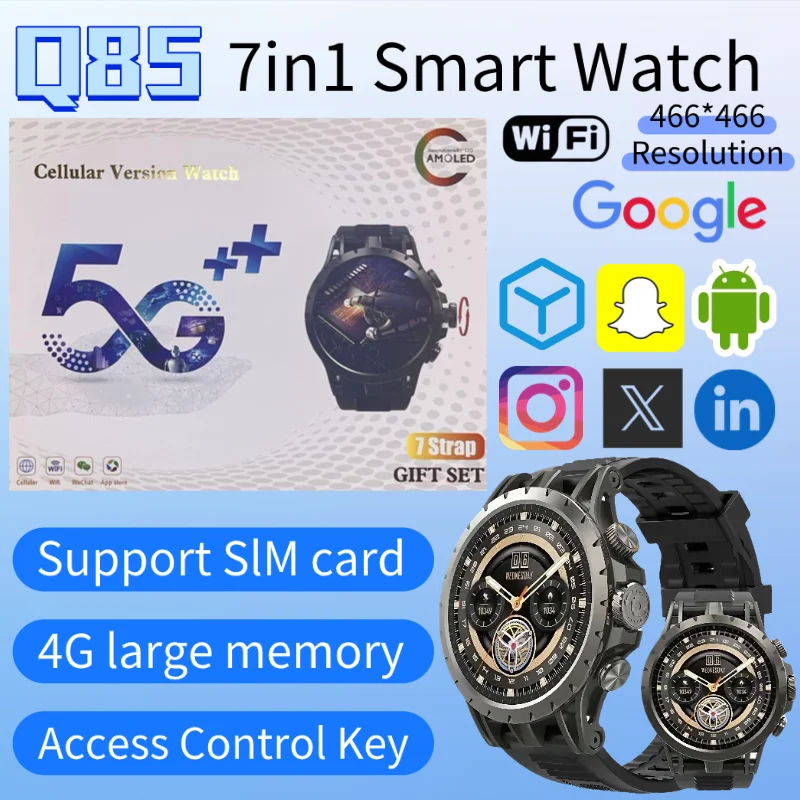 

Q85 Smart Watch Android 9.0 4G LTE Full Netcom HD Video Call 1 43 Inch AMOLED Display 8GB 128GB Storage Waterproof Fitness