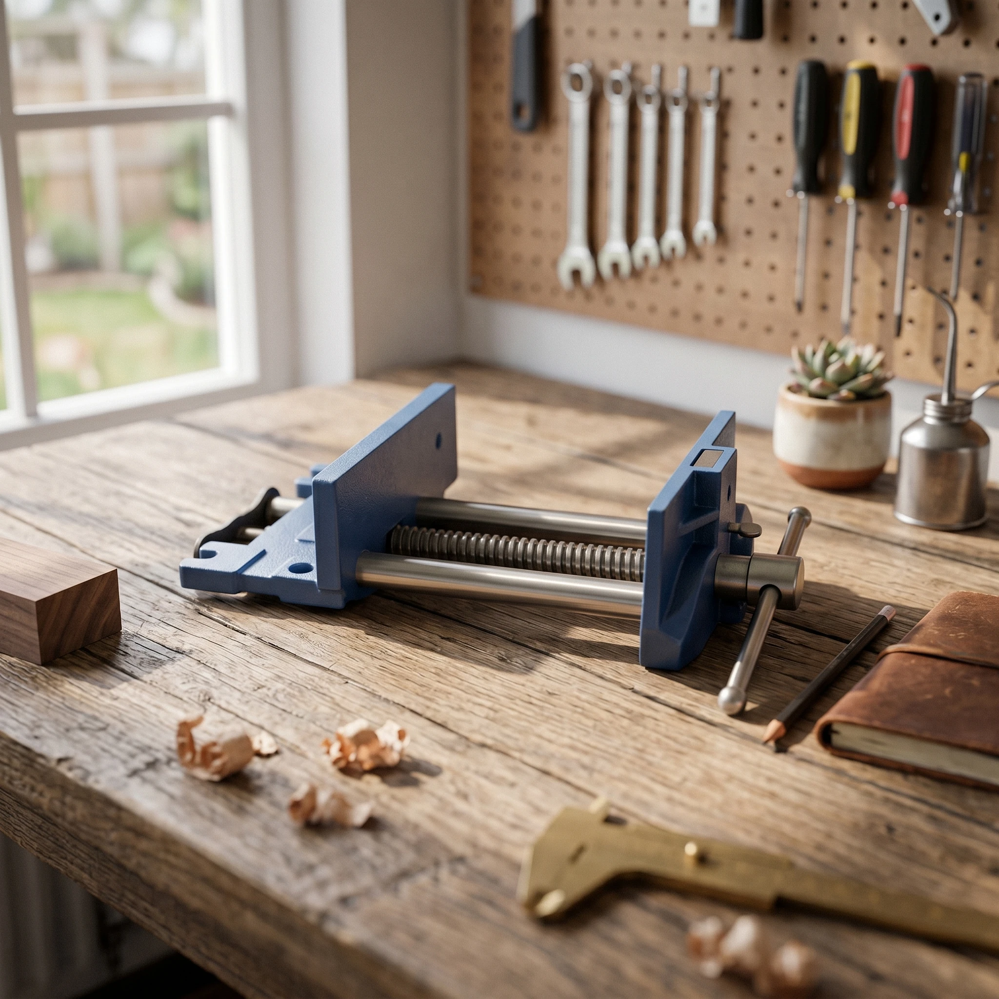 Woodworking Bench Clamp T-Handle Workbench Vise Wood Bench Vise Guide Rods Workholding Tool Mountable