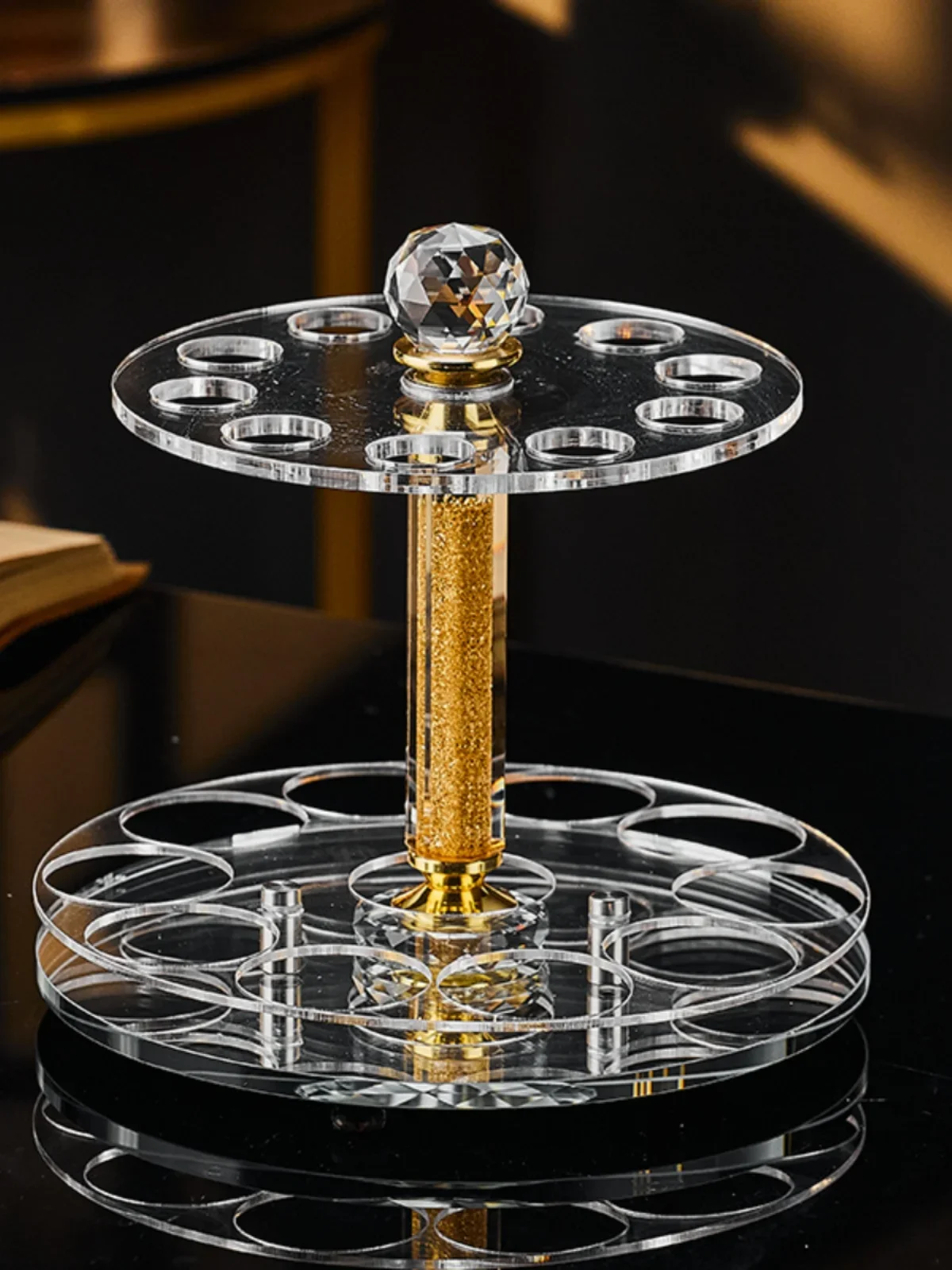 Creative rotating crystal cup holder storage inverted hanging rack wine dispenser rack set