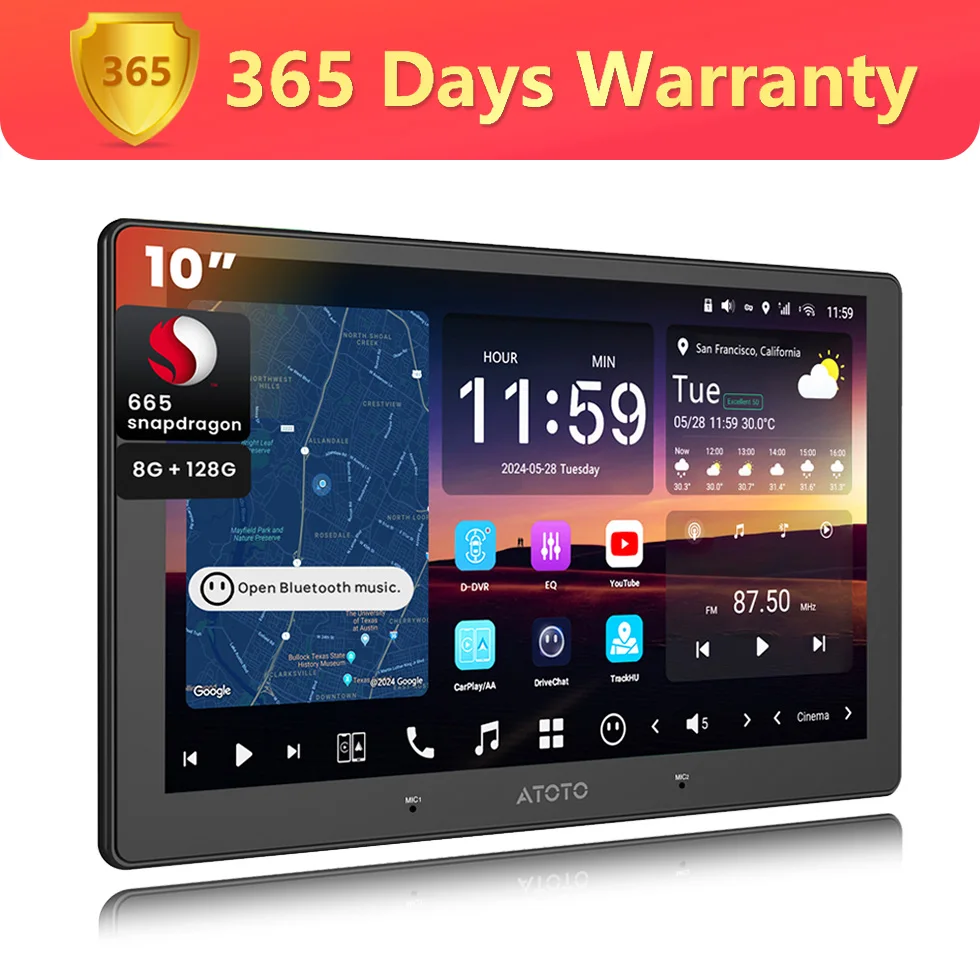 Image of 10,1 Zoll DAB Plus Android Autoradio Doppel-DIN, mit AI Agent DriveChat, Aufnahmekamera, Einparkhilfe, 8G+128G Auto-Multimedia-Bildschirm 2 DIN Stereo-Receiver X10 Atotozone