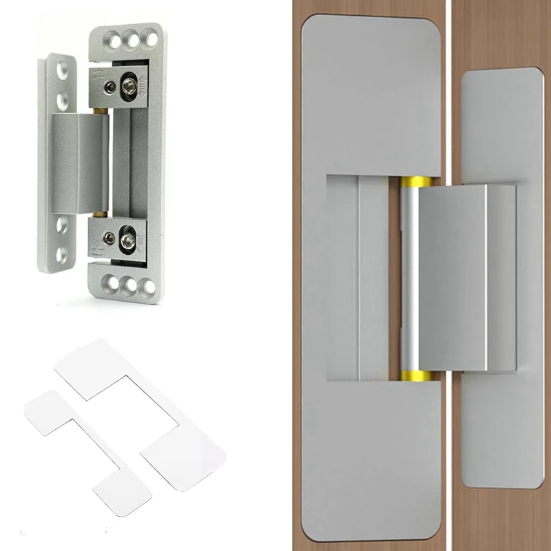

A04R Hidden Door Hinges,2Packs Adjustable Hidden Door Hinges,110Lbs Load-Bearing,Heavy Duty Concealed Hinges for Secret Door