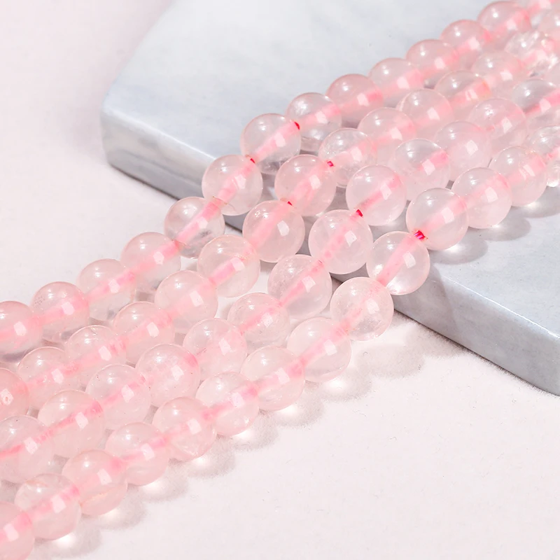 Natural Stone Ice Pink Quartz Bead Round Loose Spacer 4 6 8 10mm Pick Size For Jewelry Making Diy Necklace Bracelet Accessory