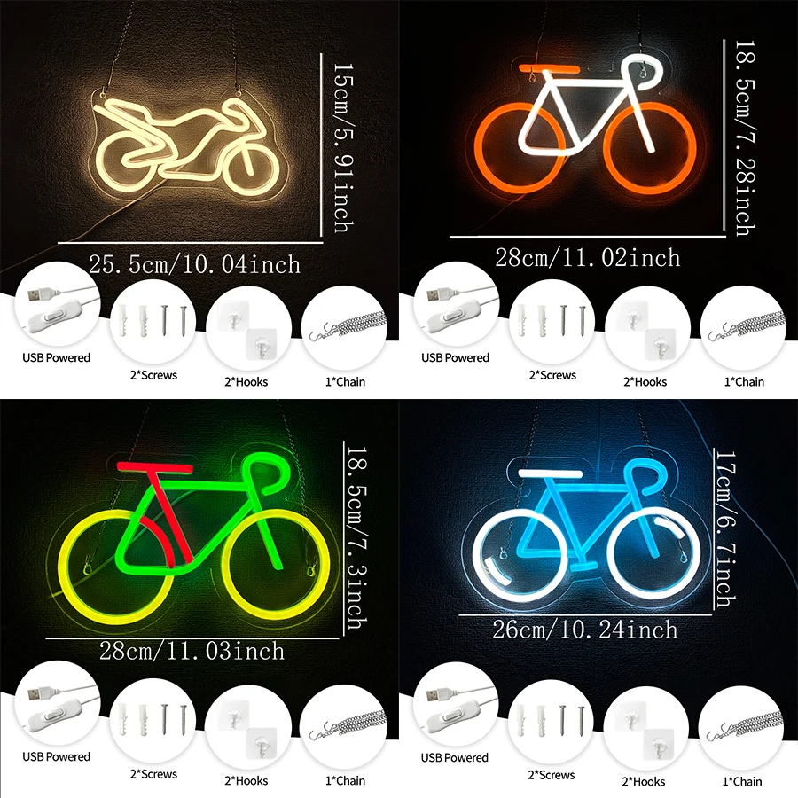 Bicycle Led Neon Sign, The Ultimate Gift For Sports Enthusiasts, Bedroom, Living Room, Game Room, Man Cave, Club, Shop Decor.
