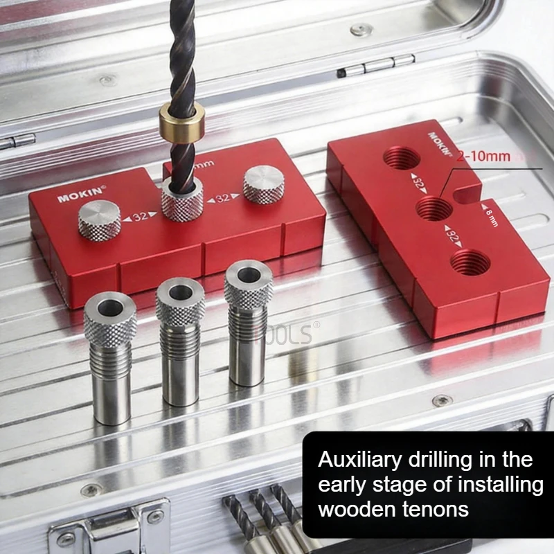 3 in 1 Pre Embedded Part Punch Woodworking Aluminum Alloy Vertical Drilling Locator Convenience 32mm Hole Spacing Marking Tools