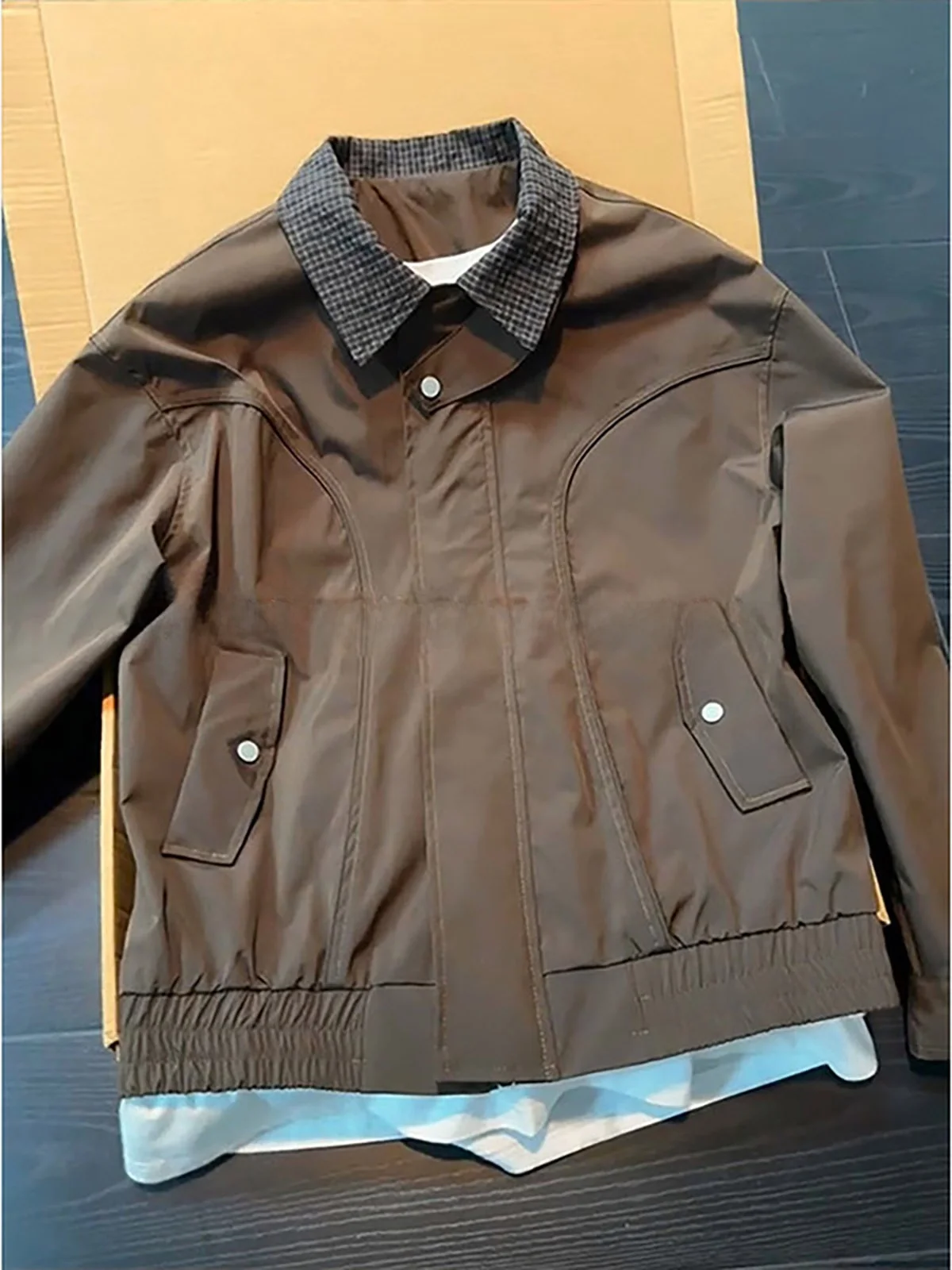 Harringtohn Plaid Patchwork Workwear Jacket Men's Autumn Deconstructed Design Sense Baseball Style American Pilot Jacket