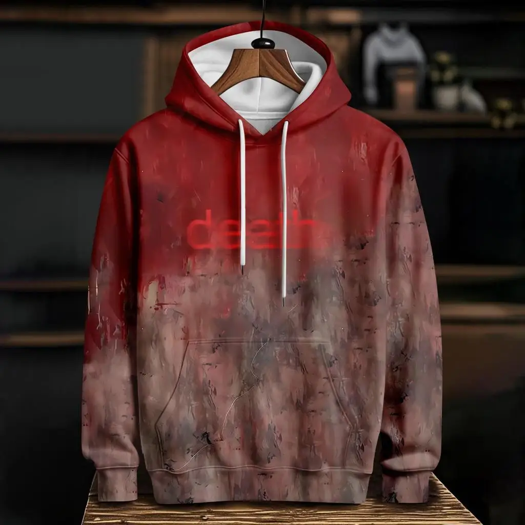 ثلاثية الأبعاد مطبوعة الدموي هالوين موضوع هوديس للرجال الرعب نمط فضفاض كم طويل البلوز الخريف الشتاء القوطية الهيب هوب الملابس #3