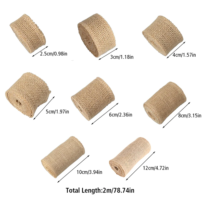 1 Roll Natural Jute Burlap Ribbon For Weddings Belt Strap Floristry Party Christmas Decorative DIY Gift Wrapping Home Decor