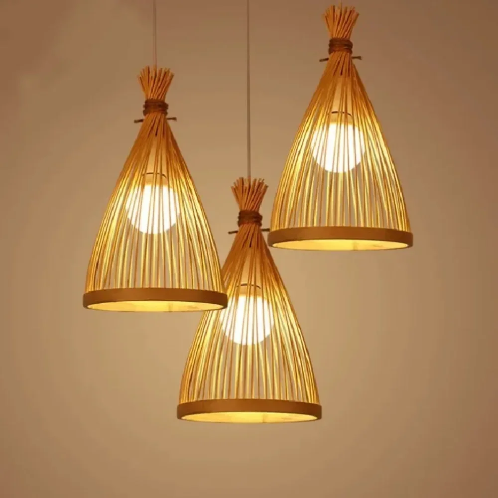 

Chinese style handmade bamboo woven pendent lamp Lantern bamboo hanging lamp For Restaurant Tea Room Zen pendant lights