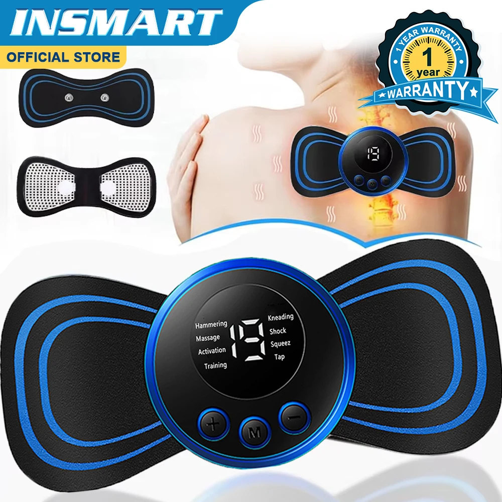 Electric Neck Massager EMS Muscle Massage Stimulator Low Frequency Instrument Back Cervical Calf Patches Pain Joints Mini Device