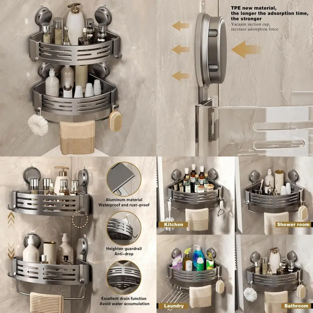 

volpone угловая душевая полка на присоске, угловая полка для душа без сверления, органайзер для душа в ванной комнате, стеллаж для хранения, клей с буксиром