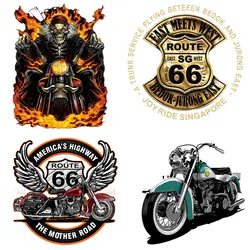 Patchs de motard Punk Moto Route 66 pour hommes, transferts de fer sur vêtements, patch thermoadhésif, autocollants sur vêtements, vestes