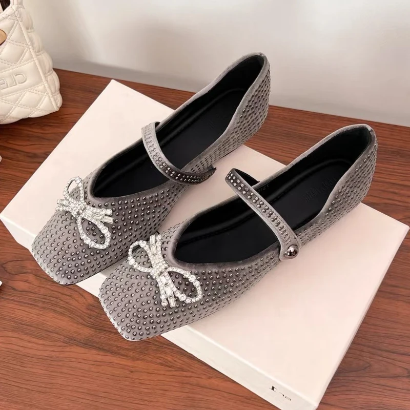 

Элегантные модельные туфли со стразами, женские повседневные туфли на мелкой подошве, женские модные туфли Мэри Джейн с квадратным носком, женские туфли Zapatos De Mujer