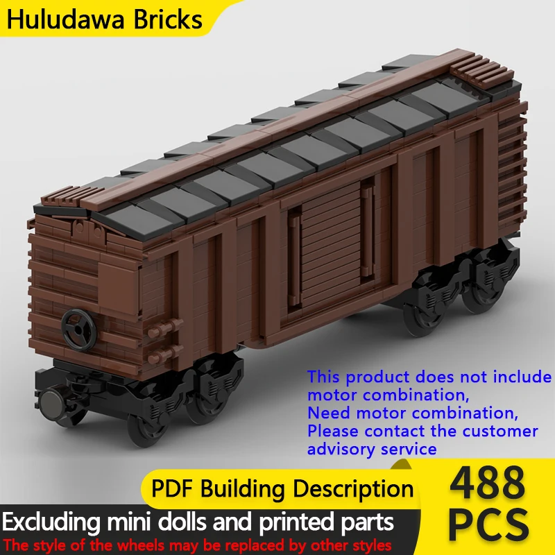 

City Car Model MOC Building Bricks US Railway Vintage Box Car Modular Technology Gifts Holiday Assemble Children Toys Suit