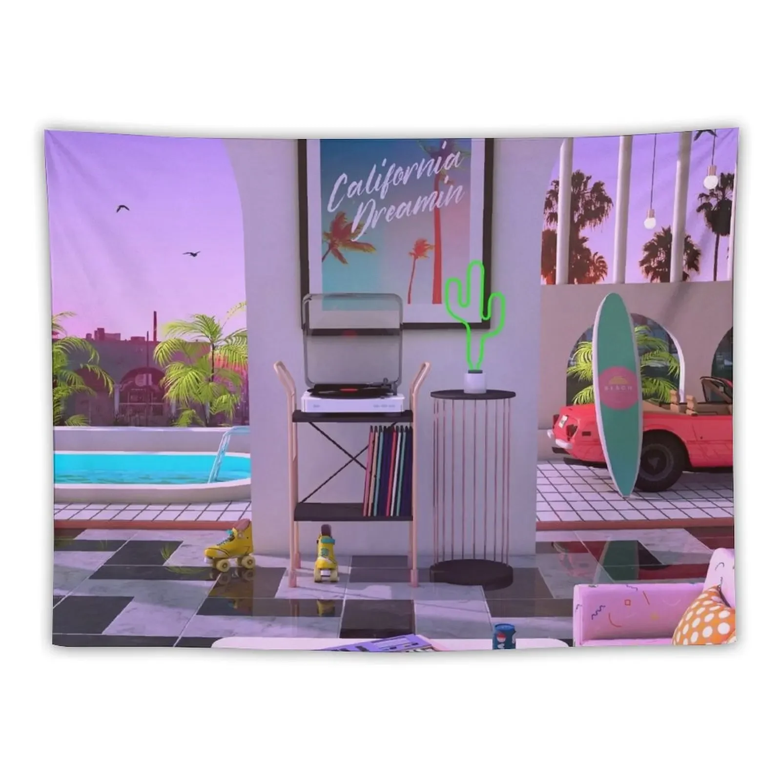 

California Dreamin' Tapestry Art Mural Mushroom Wallpaper Bedroom Room Decor Tapestry