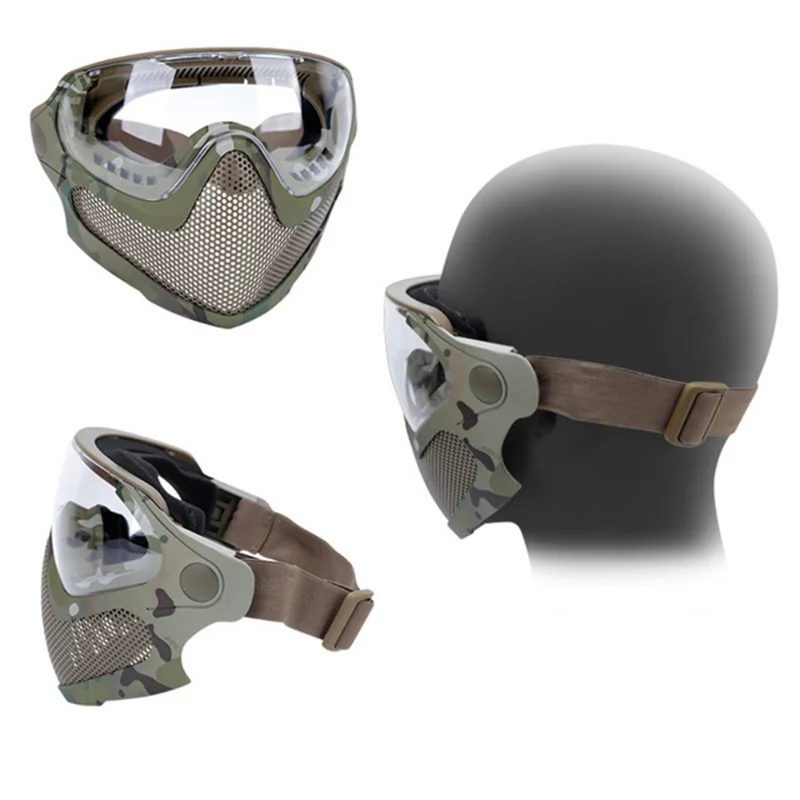 Máscara facial táctica antivaho, gafas para Paintball, Airsoft Cs, malla de acero transpirable, casco protector para la cabeza, equipo de caza