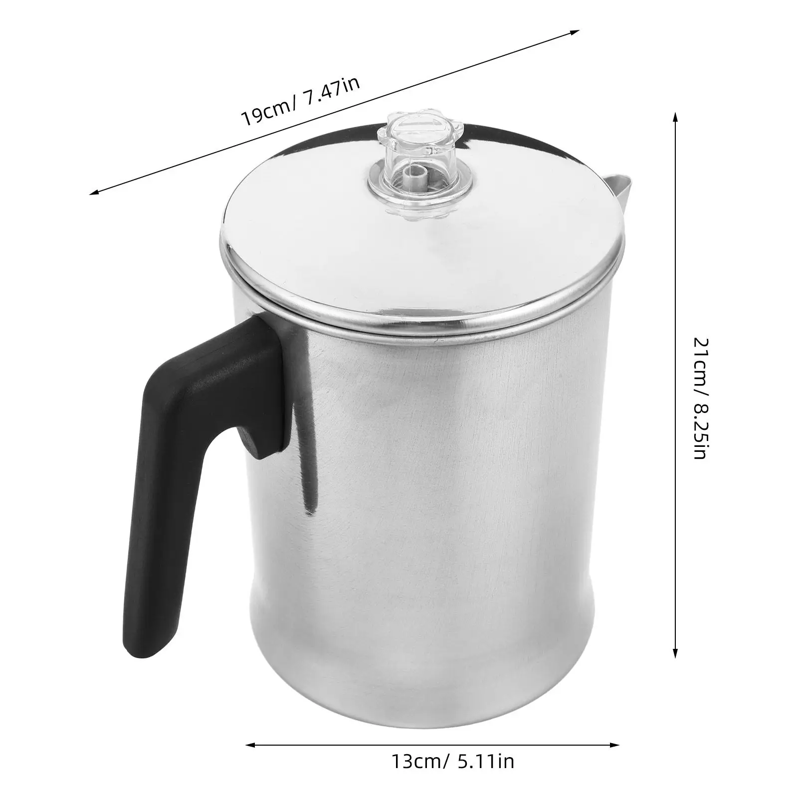 Camping Coffee Pot Aluminum Percolator Outdoor Coffee Maker Ergonomic Handle Large Capacity Hiking Backpacking Travel Pot