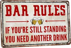 Decor 12'' x 8'' Funny Vintage Tin Signs Retro Metal Signs For Home Wall, Backyard, Cafes, Bar, Man Cave - Bar Rules