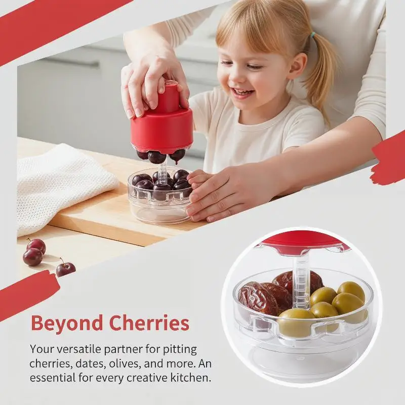 Multi-Use Cherry Pitter Tool 7-Hole Fast Pitting Food Safe Material Labor Saving Fruit Corer for Kitchen Dessert Making