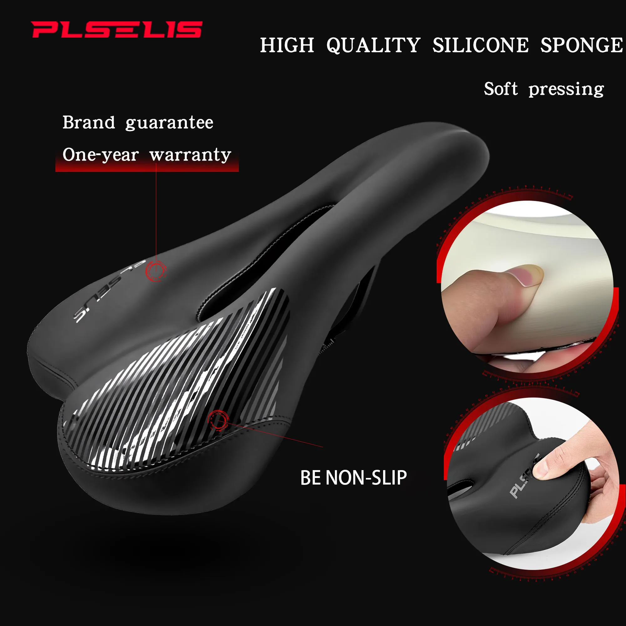 Plselis سميكة لينة دراجة السرج دراجة هوائية جبلية وسادة مقعد مقاوم للماء دائم الطريق دراجة السرج وزنها 392 جرام