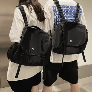 University aesthetic nylon backpack for men and women, causal school backpacks for girls, techwear backpack, harajuku backpack 12 Main Sales Tech Backpack - №8
