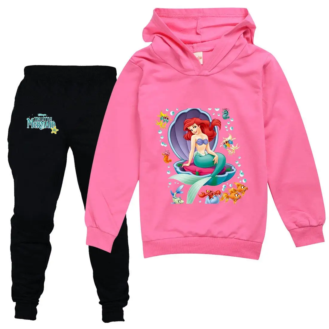 The Little Mermaid Kids Clothing Sets Suit Boys Girls Tracksuits Kids Brand Sport Suits Stich Hoodies Teen Tops Pants 2Pcs Set