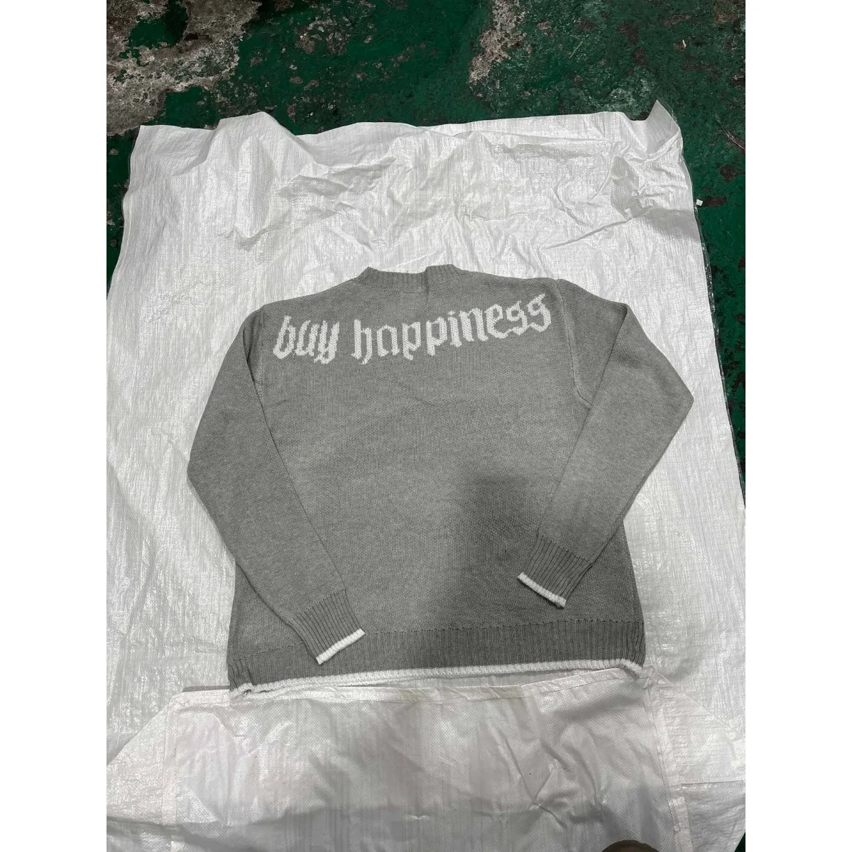 

Весенне-осенний унисекс свитер Y2K с круглым вырезом, серый, вязаный, с популярным символическим узором, в стиле ретро Харадзюку, теплый, свободного кроя