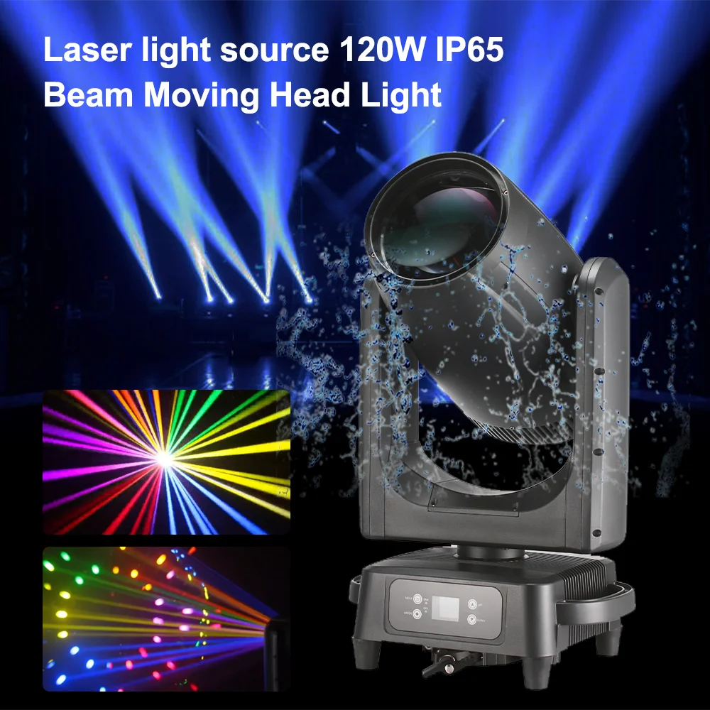 

Лазерный источник света 120 Вт IP65 Водонепроницаемый луч с подвижной головкой Наружное сценическое освещение Радуга для дискотеки, вечеринки, свадьбы, шоу-клуба