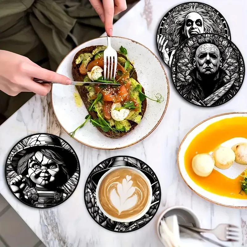 8 مجموعات من الوقايات الخشبية المطلية بنمط شخصية فنية مضادة للانزلاق، مناسبة لتزيين أدوات المطبخ في غرفة المعيشة