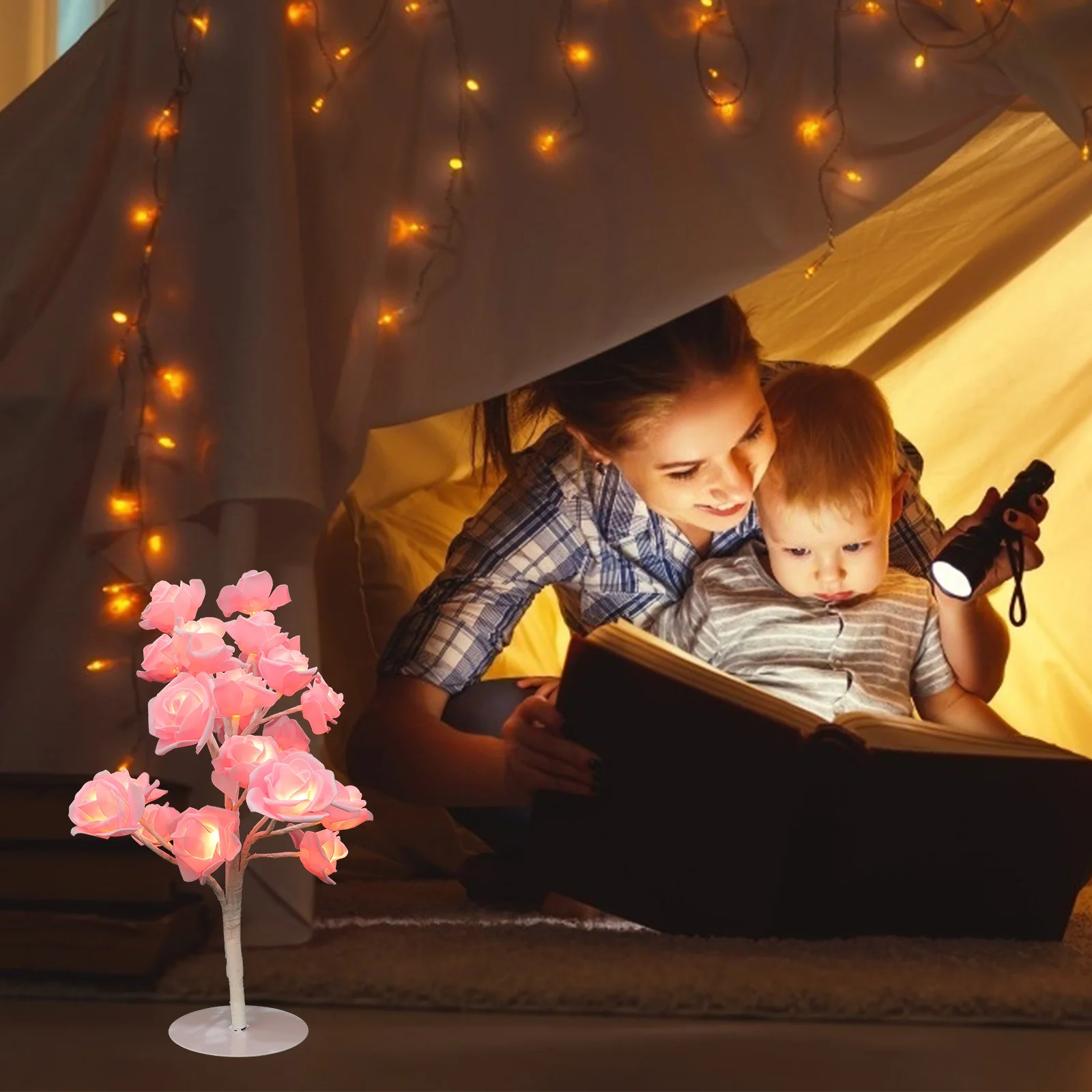 

Led For Desktop Decor Bedroom Home Desk Decor Rose Flower Tree Roses Tree Light Party Decorative Rose Lamp Night Light