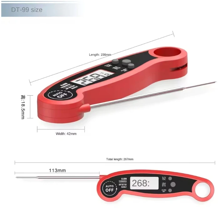 Pengukur suhu digital, barbeku dan kue dapur, lipat daging rumah tangga