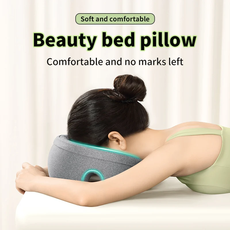 New Ergonomics Lying Down Pillow Memory Foam Breathable Head Rest Support Pillow Body Massage Face Rest Pillow for Beauty Salon