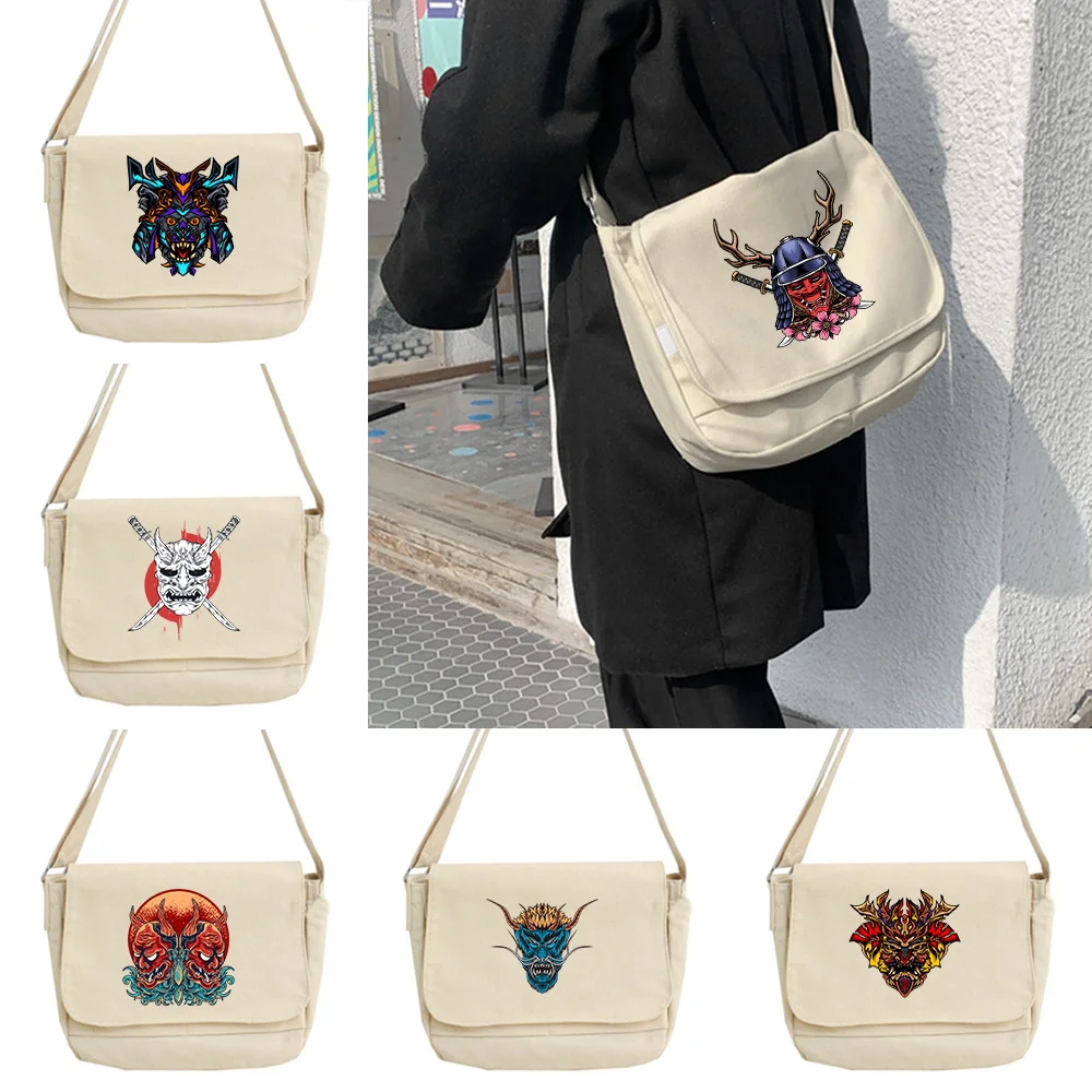 Messenger Bag Young Men Multi-function Messenger Bag Versatile Harajuku College Style Portable One-shoulder Monster Pattern Bags