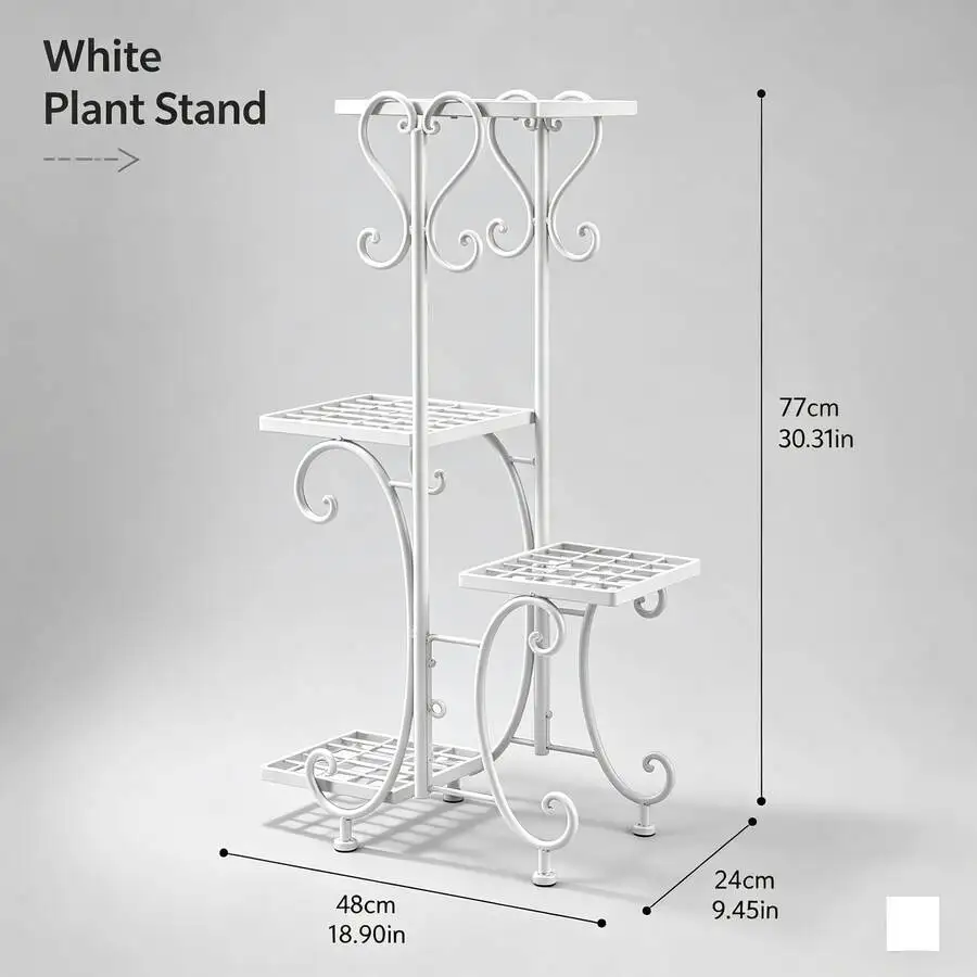Metal Plant Shelf 1/4 Tier, Indoor And Outdoor Flower Pot Rack Display Stand - Wrought Iron Multi-Planter Organizer, Suitable Fo