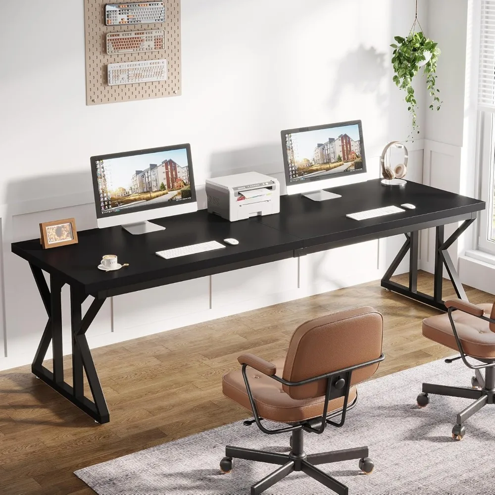 78.7 Inches Long Computer Desk, Two Person Desk Large Executive Office Desk, Double Desk Study Writing Table for Home