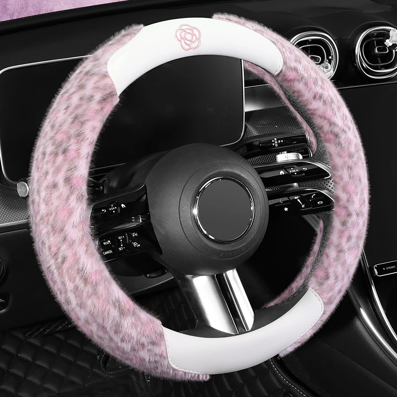 Fashionable Shape Warm Plush Car Steering Wheel Covers Available In Multiple Colors Fit For Autumn Winter Shape O D 38cm