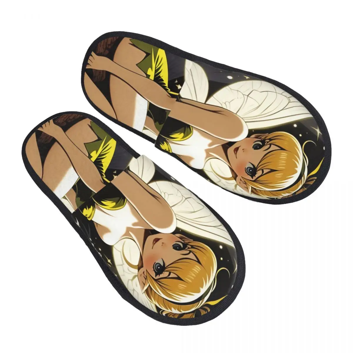 

Custom Tinker Bell Guest Slippers for Bathroom Women Fairy Cartoon House Slipper